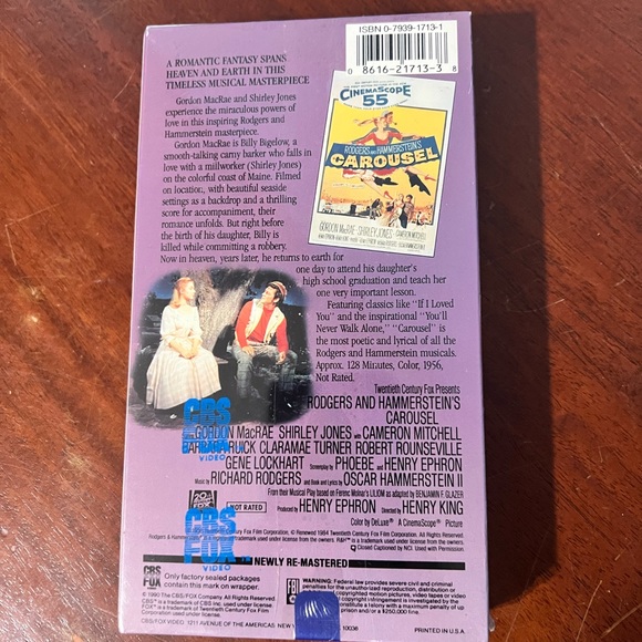 The Rodgers & Hammerstein Carousel VHS New Factory Sealed WATERMARK - Picture 8 of 12